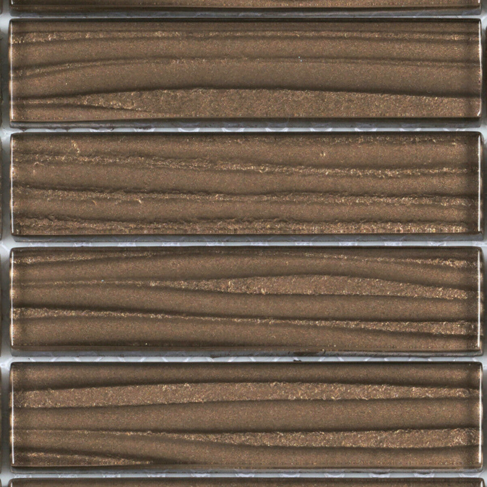 Modket Brown Wave Metallic Stack Mosaic Tile Kitchen Backsplash TDH41MO