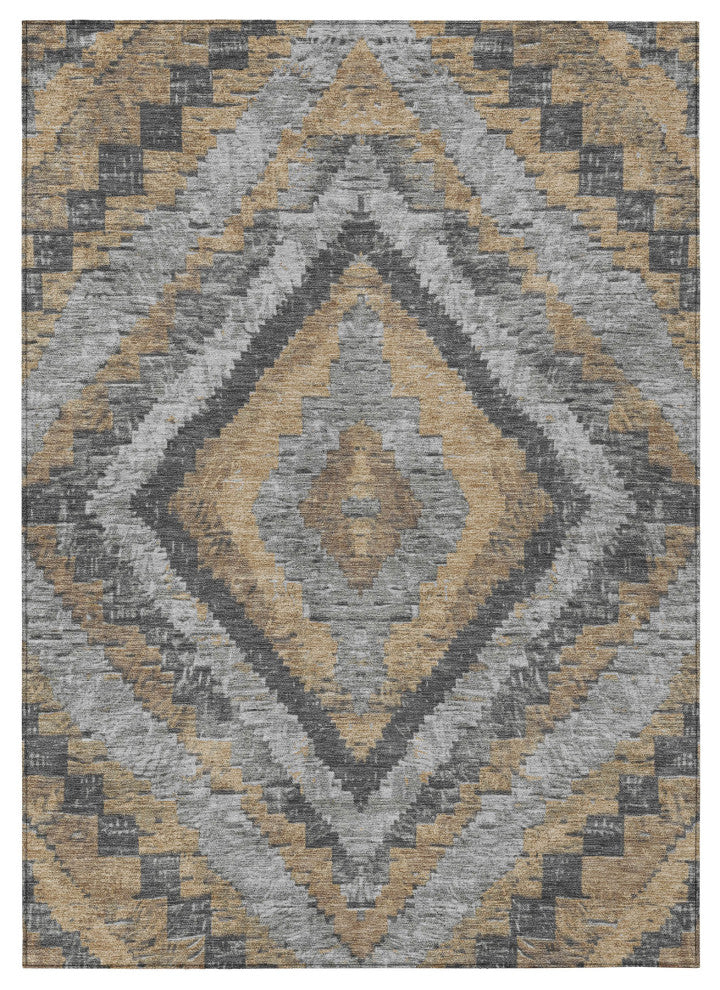 Machine Washable Indoor/Outdoor Chantille ACN1890 Khaki 9' x 12' Rug