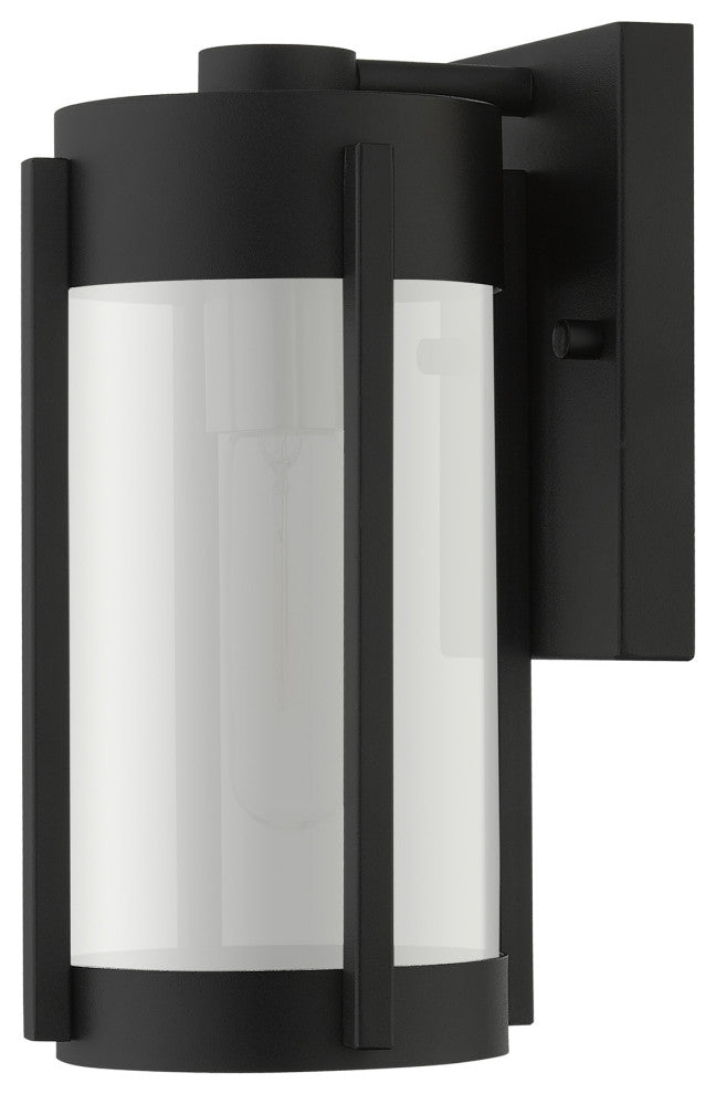 Livex Sheridan 1 Light Black/Brushed Nickel Candles Small Outdoor Wall Lantern