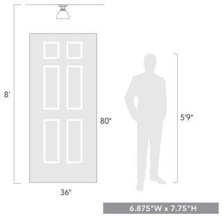 Hines Semi-flush, Black, Seeded Glass