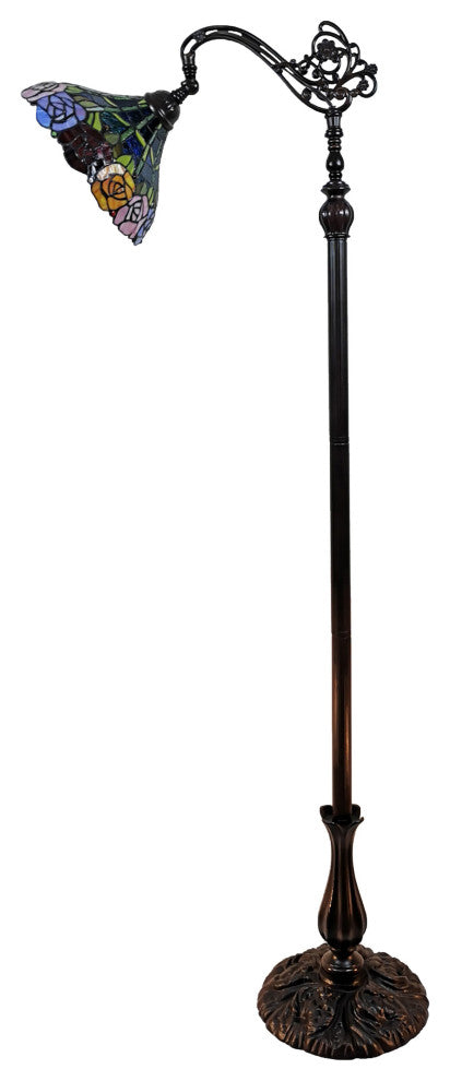 Tiffany Style Roses Reading Floor Lamp, 62" Tall