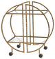 Modern Bar Cart, Unique Hammered Brass Finished Frame With 2 Glass Shelves
