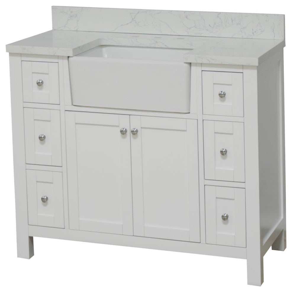 Yorkshire 42" Bathroom Vanity, White, Engineered Marble