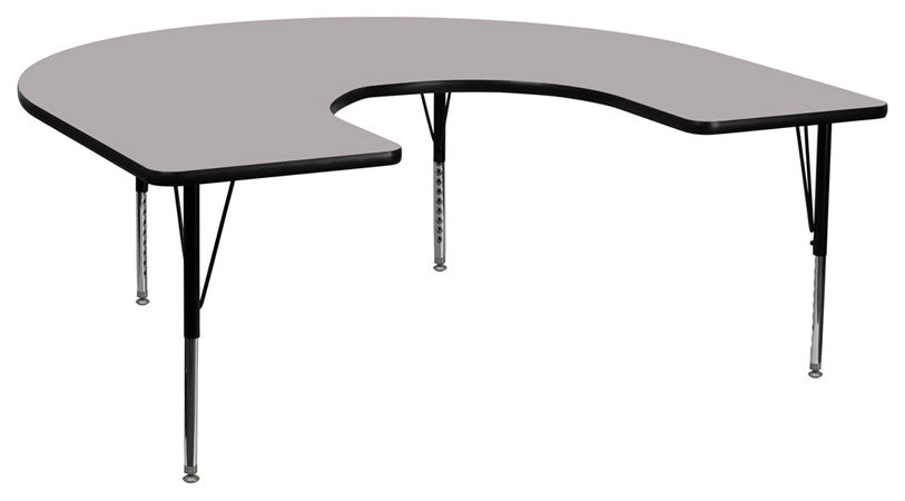 60"x66" Horseshoe Gray Thermal Laminate Activity Table-Adj. Legs