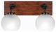 Oxbridge 2-Light Bath Bar, Matte Black & Painted Wood-look Metal/White Marble