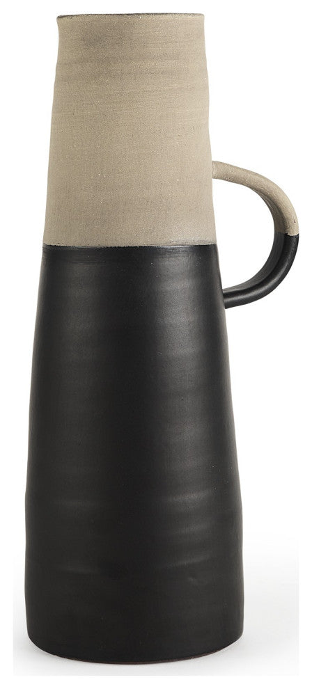 16" Rustic Organic Black and Natural Decorative Jug