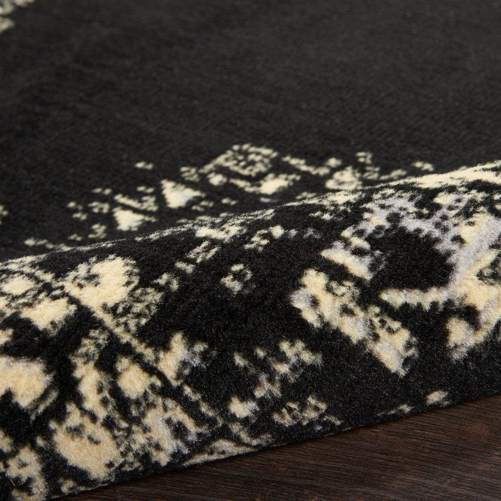 Nourison Grafix 2'3" x 7'6" Black Vintage Indoor Area Rug