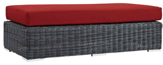 Summon Outdoor Patio Sunbrella Rectangle Ottoman Canvas Red