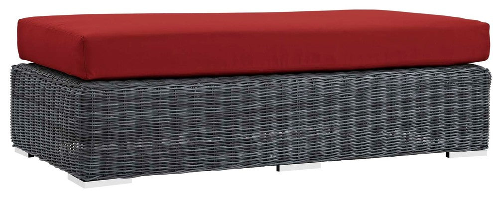 Summon Outdoor Patio Sunbrella Rectangle Ottoman Canvas Red