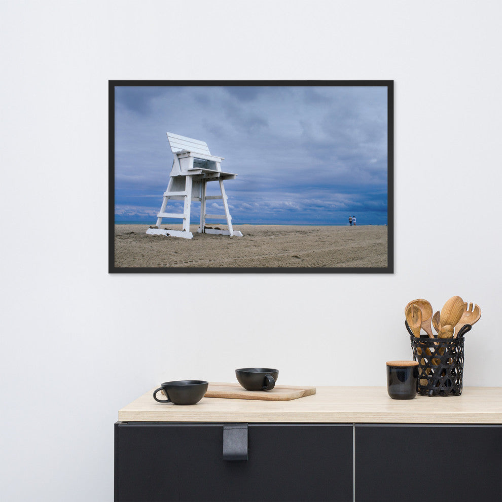 Approaching Storm Landscape Photo Paper Coastal Art Framed Wall Art Print, Black, 24" X 36"