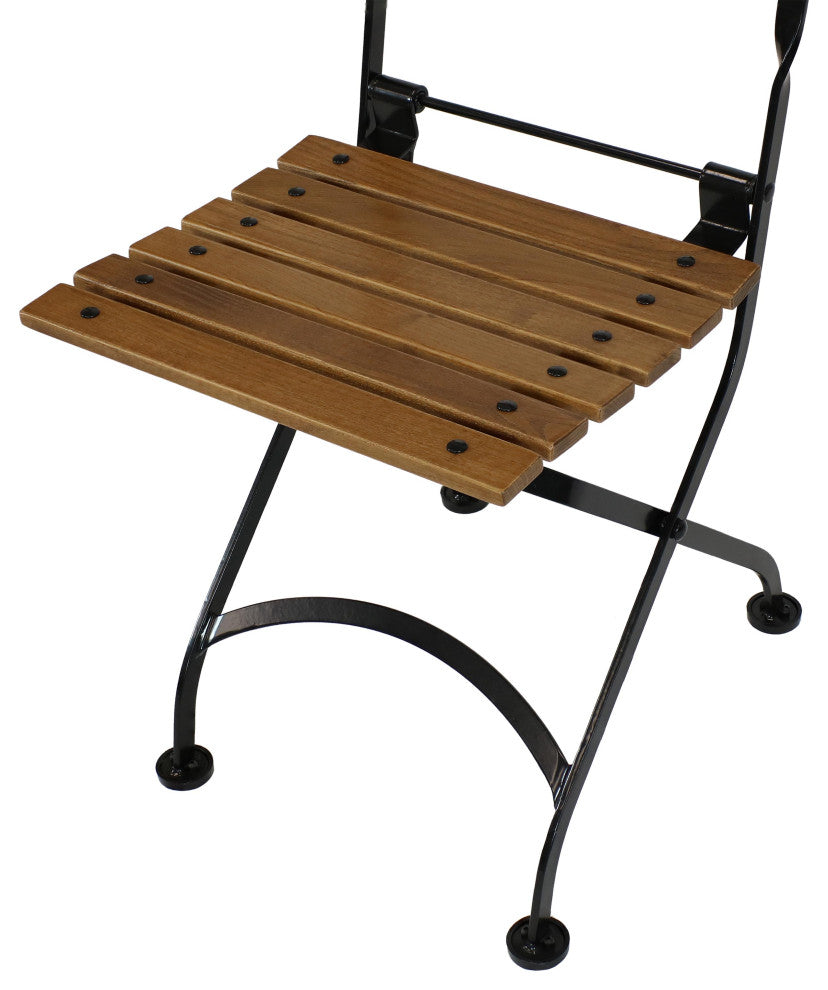 Sunnydaze European Chestnut Wooden Folding Bistro Side Chair, Set of 4