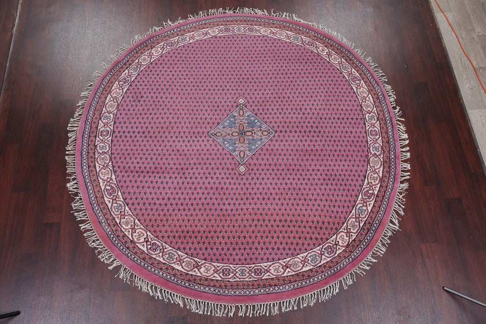 Handmade Wool Botemir Traditional Indian Oriental Area Rug, Pink, 8'1"X8'0"