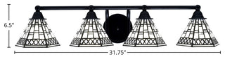 Paramount 4-Light Bath Bar, Matte Black, 7" Pewter Art Glass
