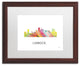 ''Lubbock Texas Skyline Wb-1'' Matted Framed Art, Wood Frame, White Matte, 20x16