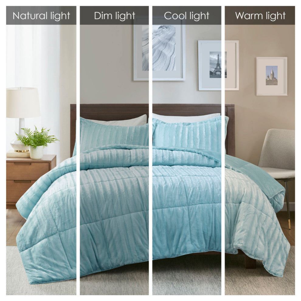 Madison Park Duke Dux Faux Fur 3-Piece Comforter Mini Set