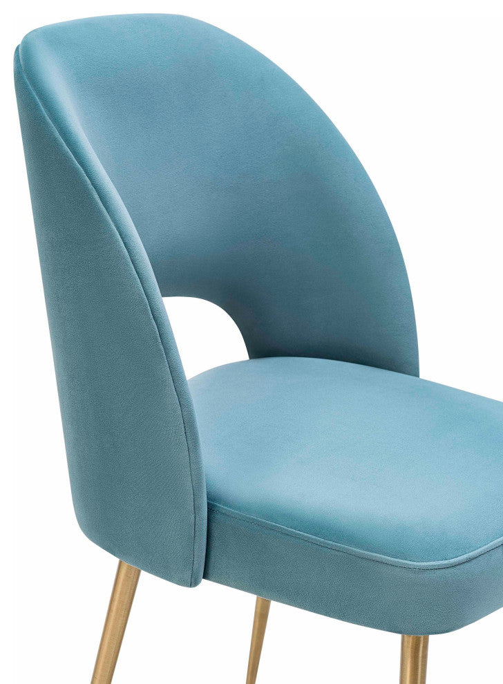 Swell Sea Blue Velvet Chair - Blue