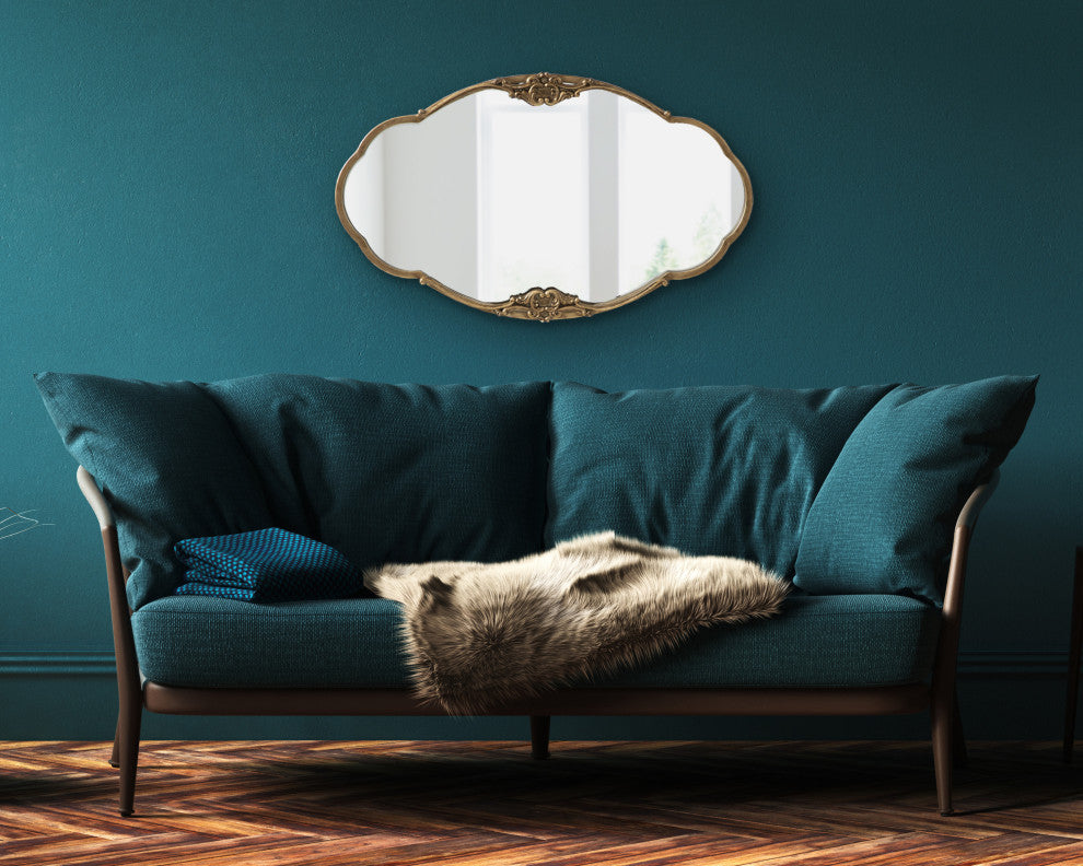 Novella Decorative Wall Mirror, Gold, 30"x18"