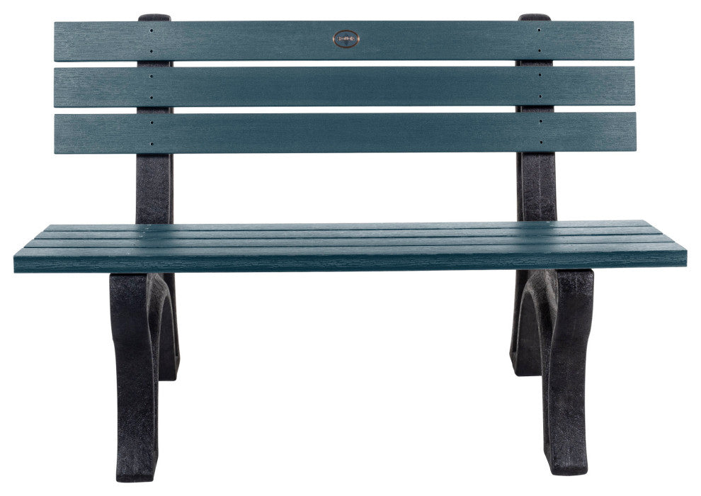 Aurora Traditional 4' Park Bench, Weathered Acorn, Federal Blue