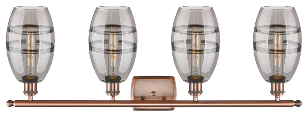 Ballston-Vaz 4-Light 36" Bath Vanity Light, Antique Copper, Light Smoke