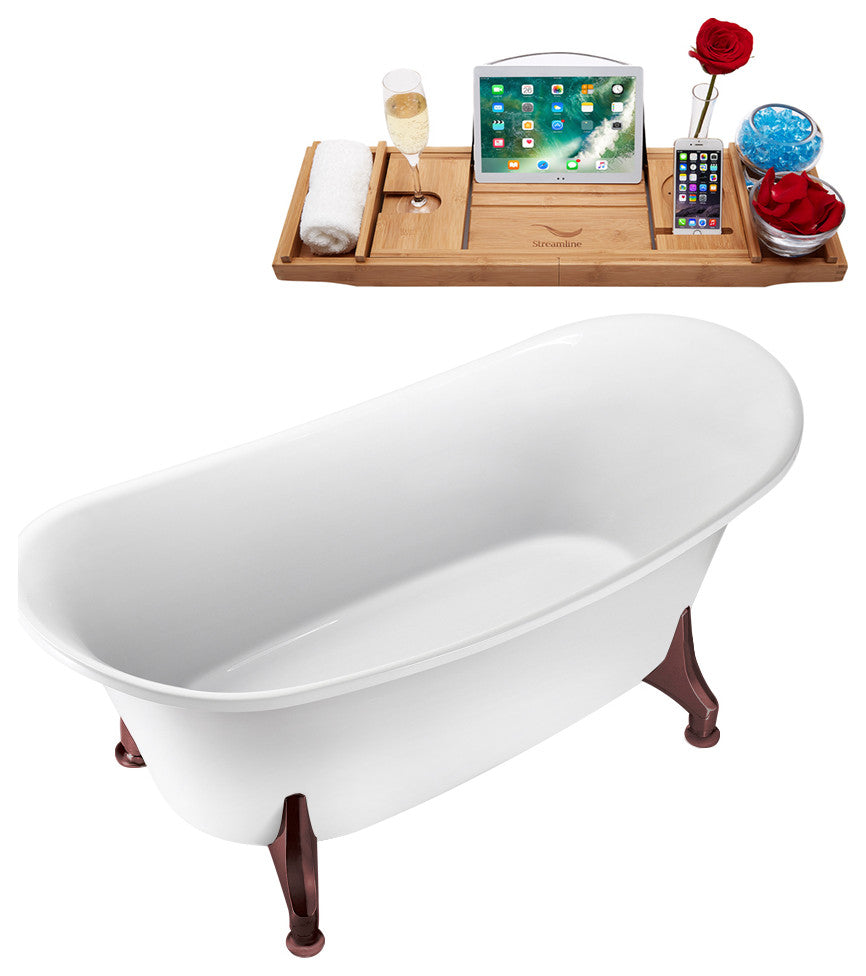 67" Streamline N1081ORB-IN-ORB Clawfoot Tub and Tray With Internal Drain