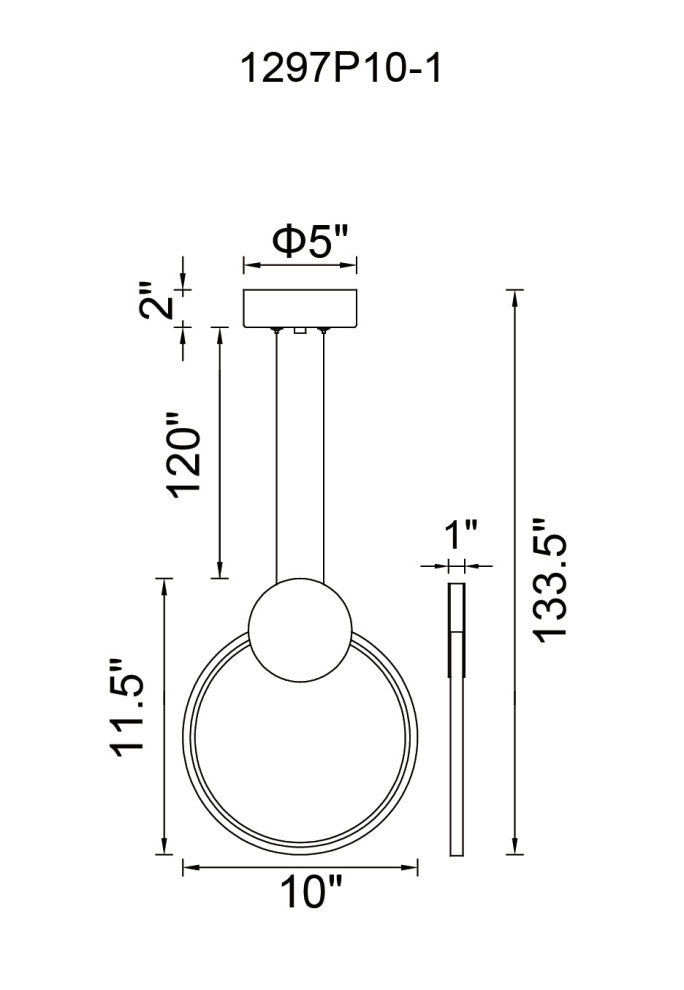 Pulley 10 in LED Black Mini Pendant