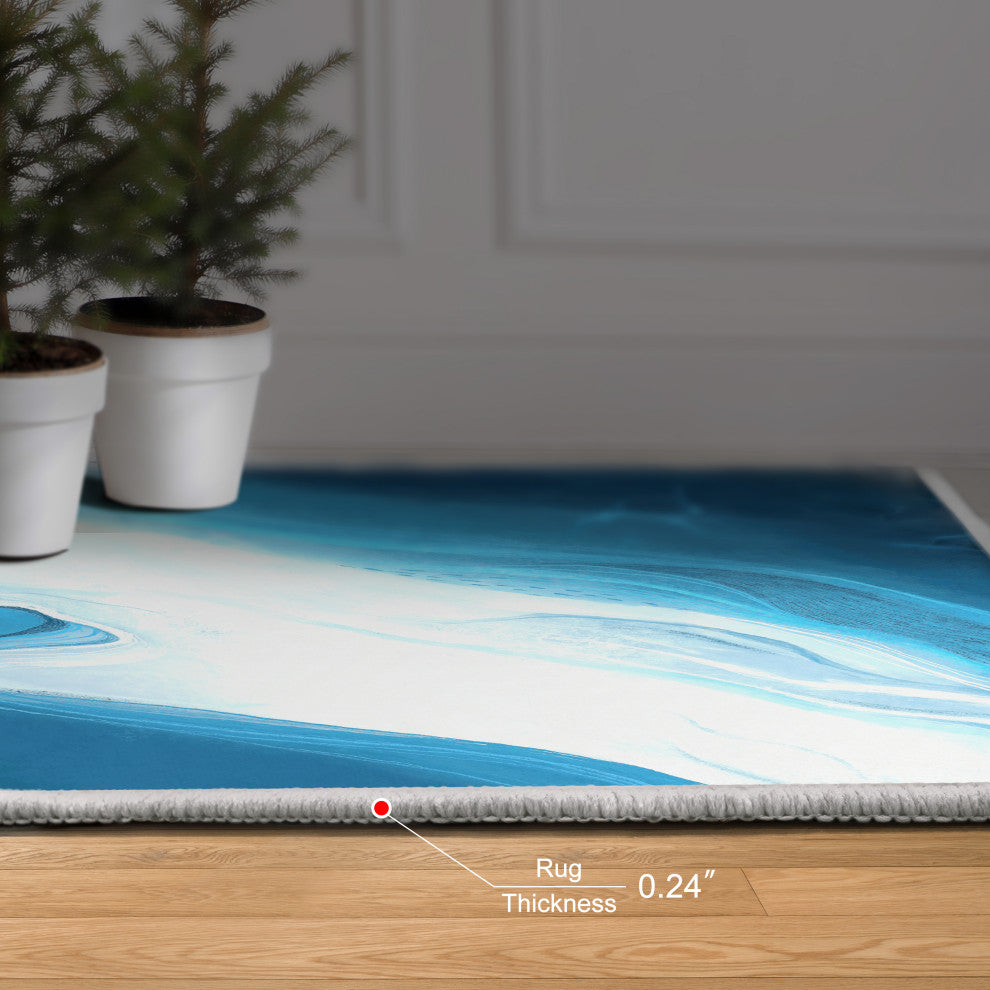 Ethereal Iceberg Abstract Art Area Rug, 5'x7.5'