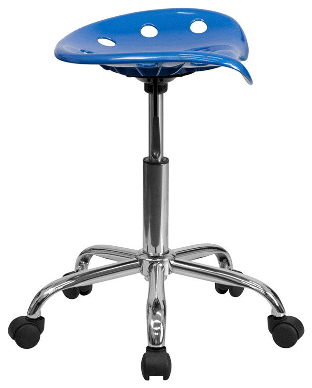 Beautiful Tractor Seat and Chrome Stool, Bright Blue