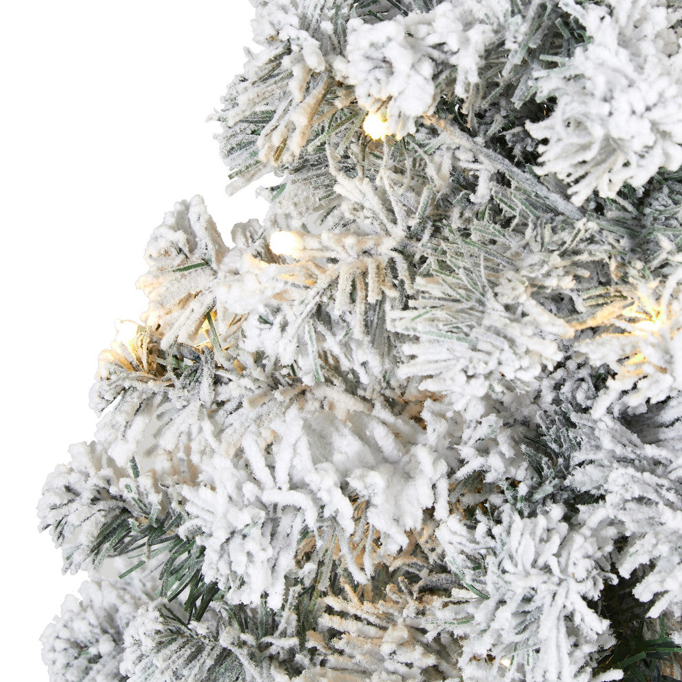 3' Flocked Rock Springs Spruce Faux Christmas Tree With 50 Clear LED Lights