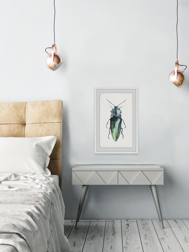 "Pointy Green Bug" Framed Painting Print, 12"x18"