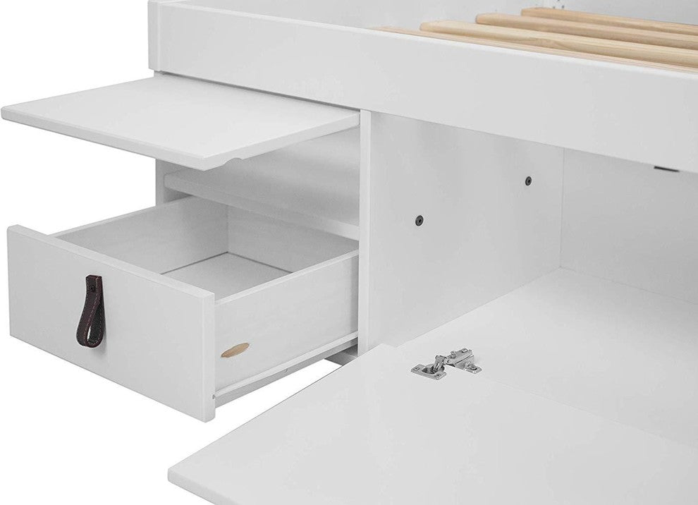 Memomad Bali Storage Platform Bed with Drawers (Twin Size, Off White)