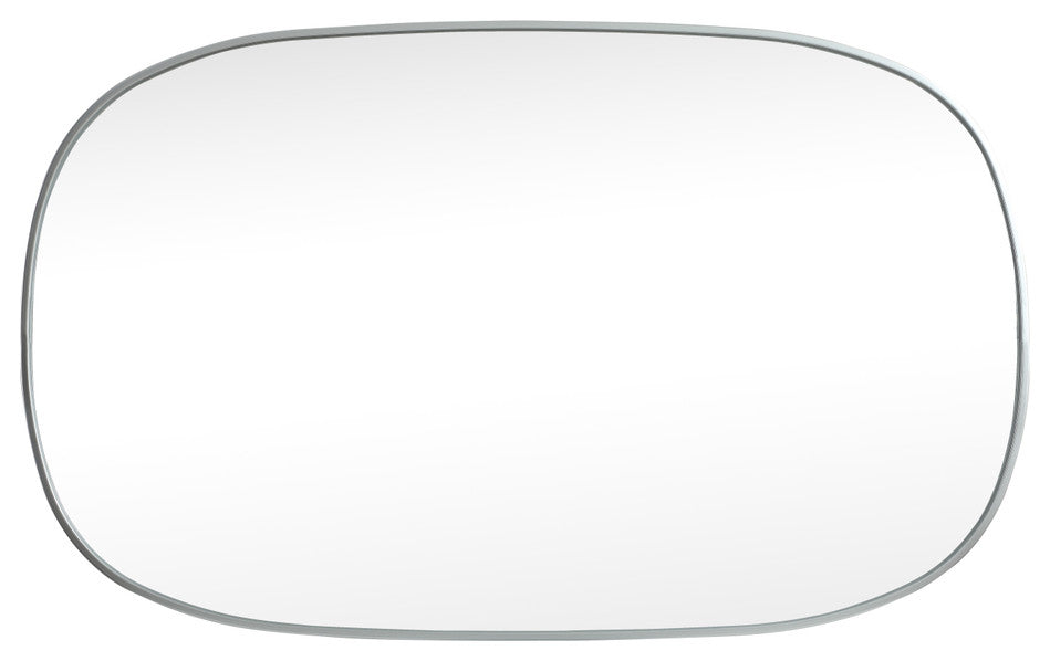 Home Living Metal Frame Oval Mirror 30x48 Inch, Silver