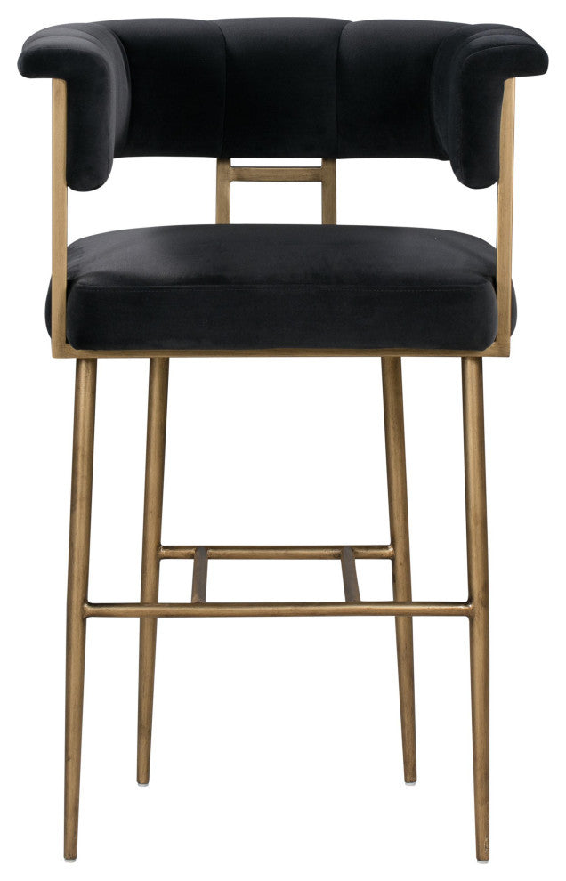 Astrid Grey Velvet Bar Stool