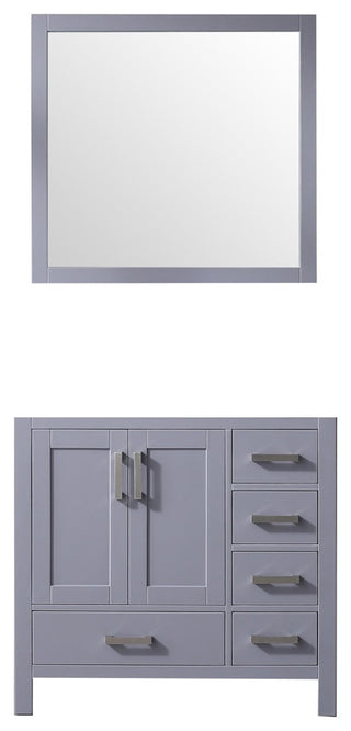 Jacques 36" Dark Gray Single Bathroom Vanity Cabinet, 34" Wall Mirror Left