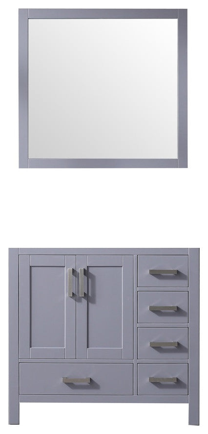 Jacques 36" Dark Gray Single Bathroom Vanity Cabinet, 34" Wall Mirror Left