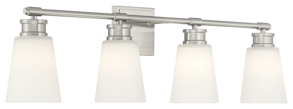 4-Light Bathroom Vanity Light, Matte Black, Brushed Nickel
