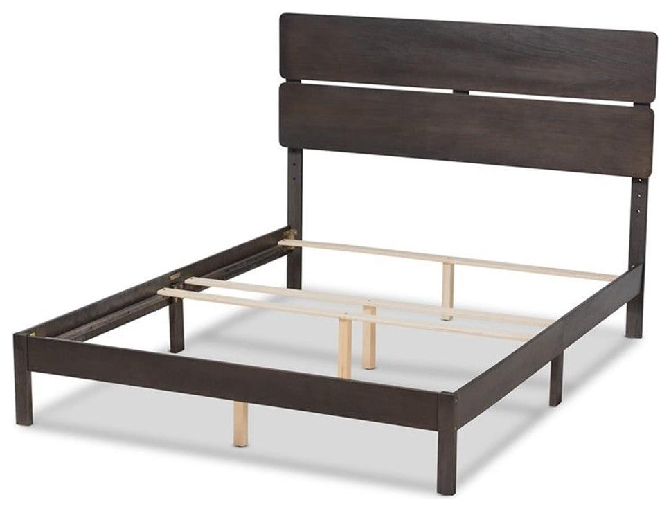 Baxton Studio Anthony Dark Gray Oak Finished Wood King Size Panel Bed