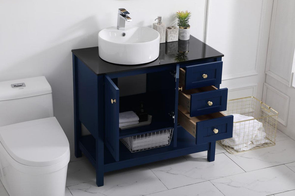 Blue 36" Vessel Sink Bathroom Vanity