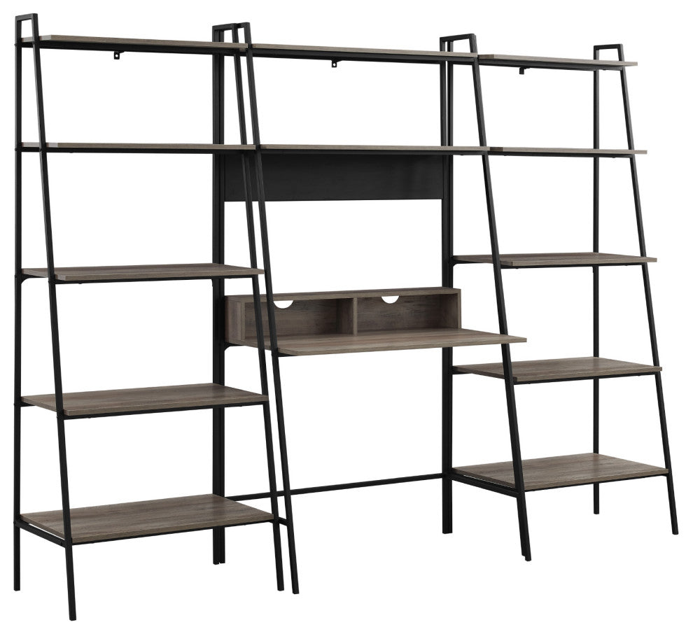 3-Piece Home Office Wood Desk Set - Grey Wash