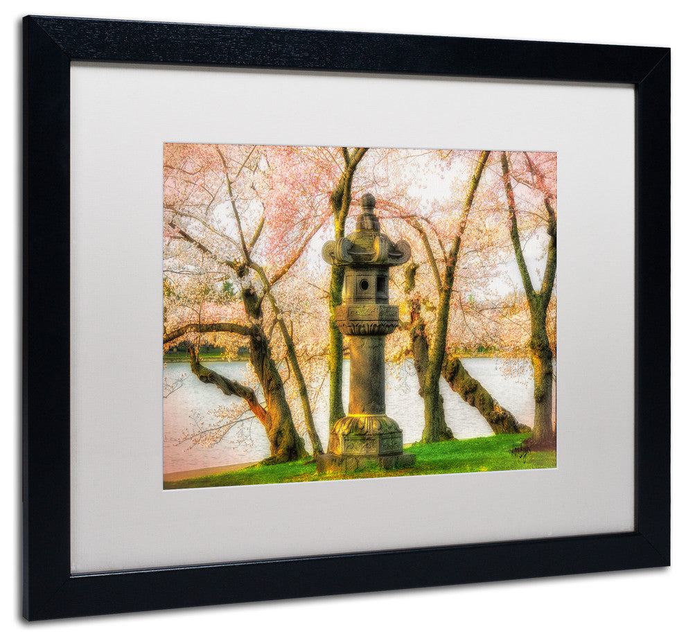 'Japanese Stone Lantern' Matted Framed Canvas Art by Lois Bryan