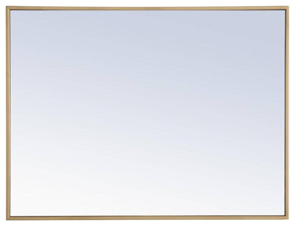 Elegant Decor Monet 32" x 24" Rectangle Metal Frame Mirror in Brass