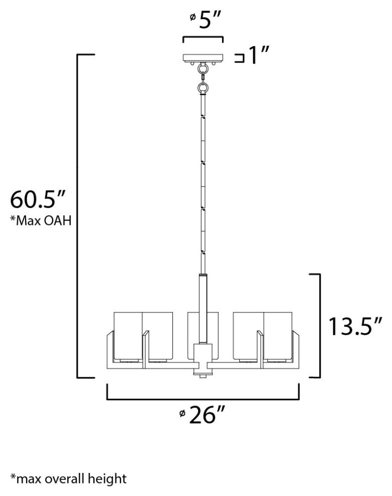 Maxim 21286 Dart 5 Light 26"W Pillar Candle Style Chandelier - Black