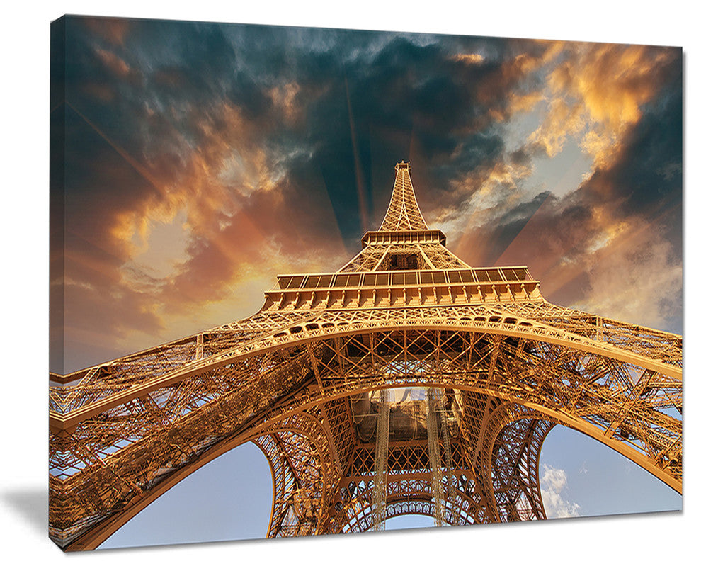 "Paris Eiffel Tower in Paris With Sunset Colors" Wall Art, 40"x30"