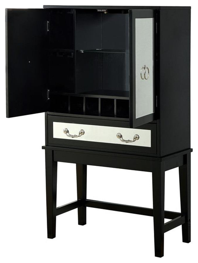 Furniture of America Setley Modern Wood Two-Tone Wine Rack in Black