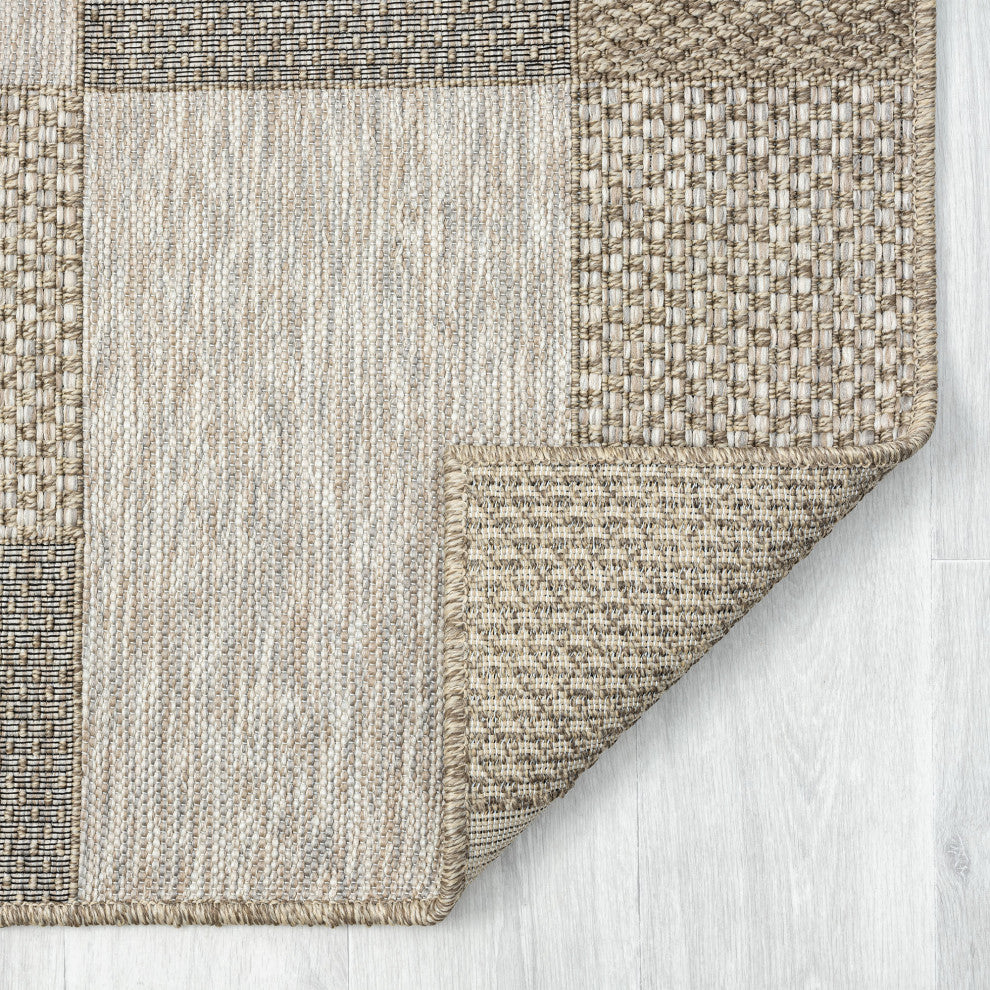 Paolo Modern Color-Block Brown Indoor Outdoor Area Rug, 5' x 7'