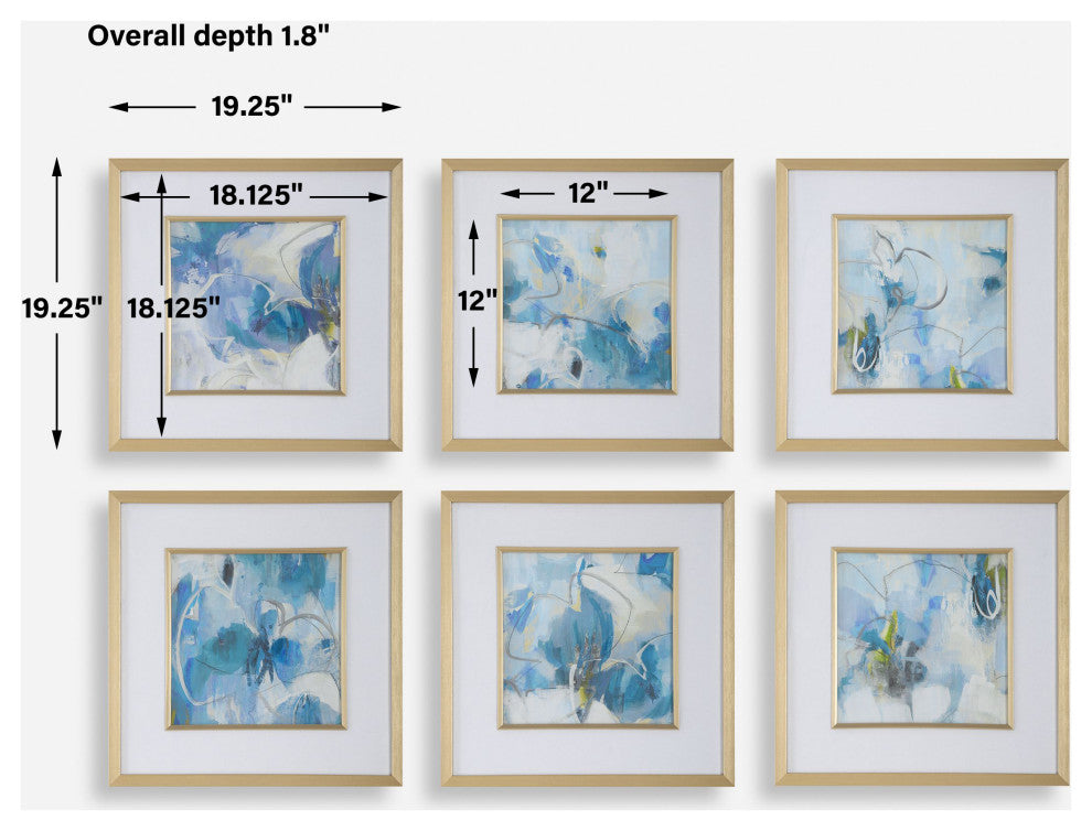 Uttermost Fresh Start Blue Abstract Prints, S/6