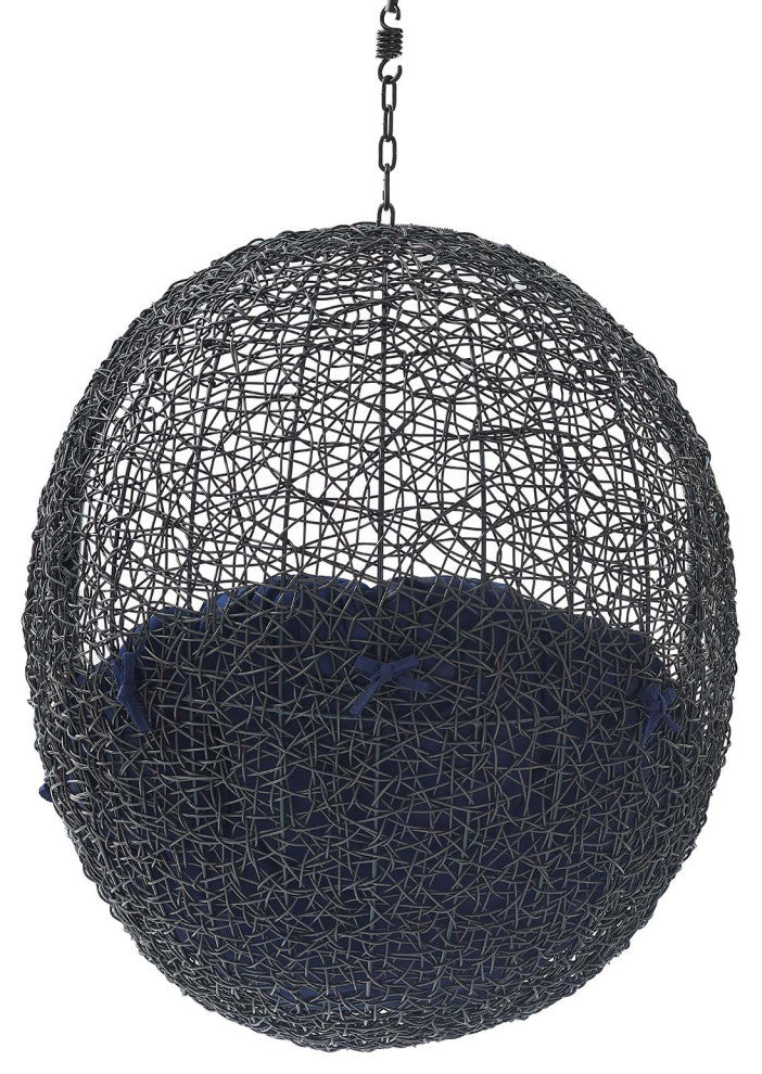 Swing Lounge Chair, Sunbrella, Black Navy Blue, Modern, Outdoor Patio Bistro