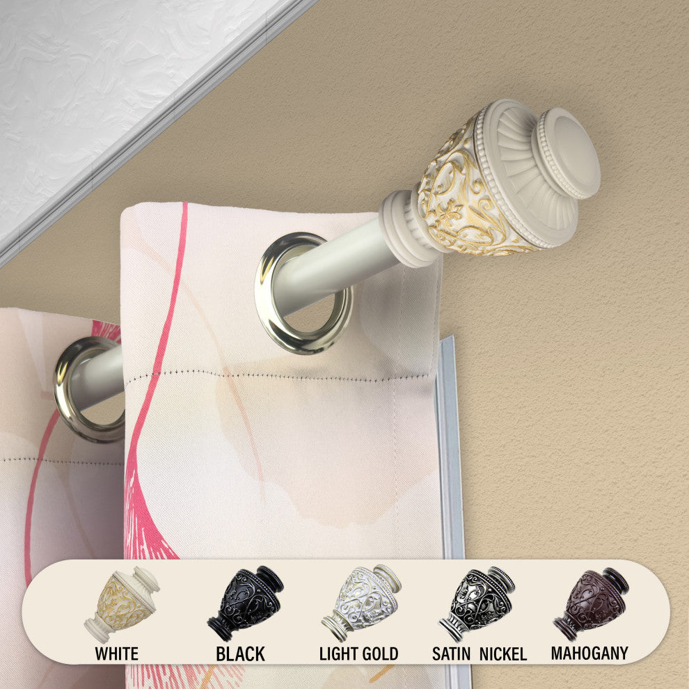 Rona 1" Curtain Rod 28-48", White, White, 66-120"