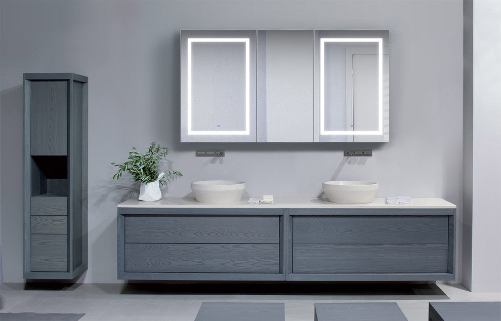 66x36 Recessed Or Surface Mount Medicine Cabinet 9 Shelves, LED, Llr