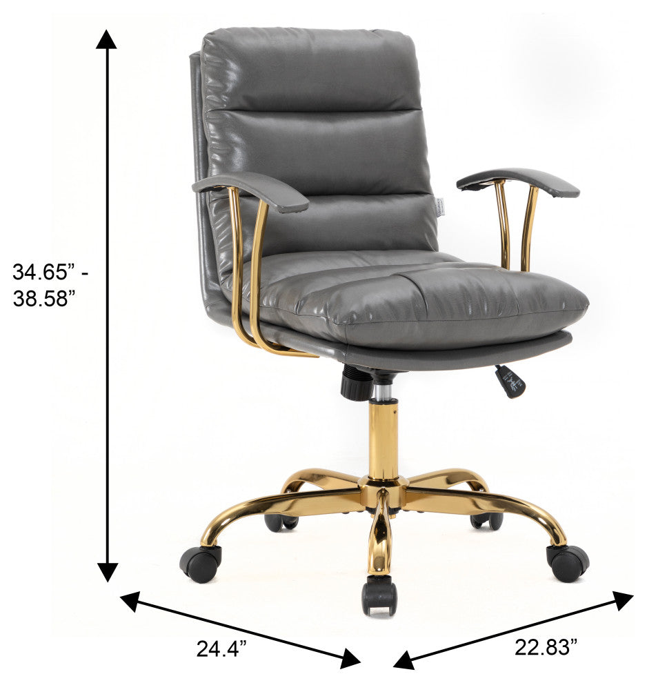 LeisureMod Regina Modern Leather Adjustable Conference Chair, Titanium Gray