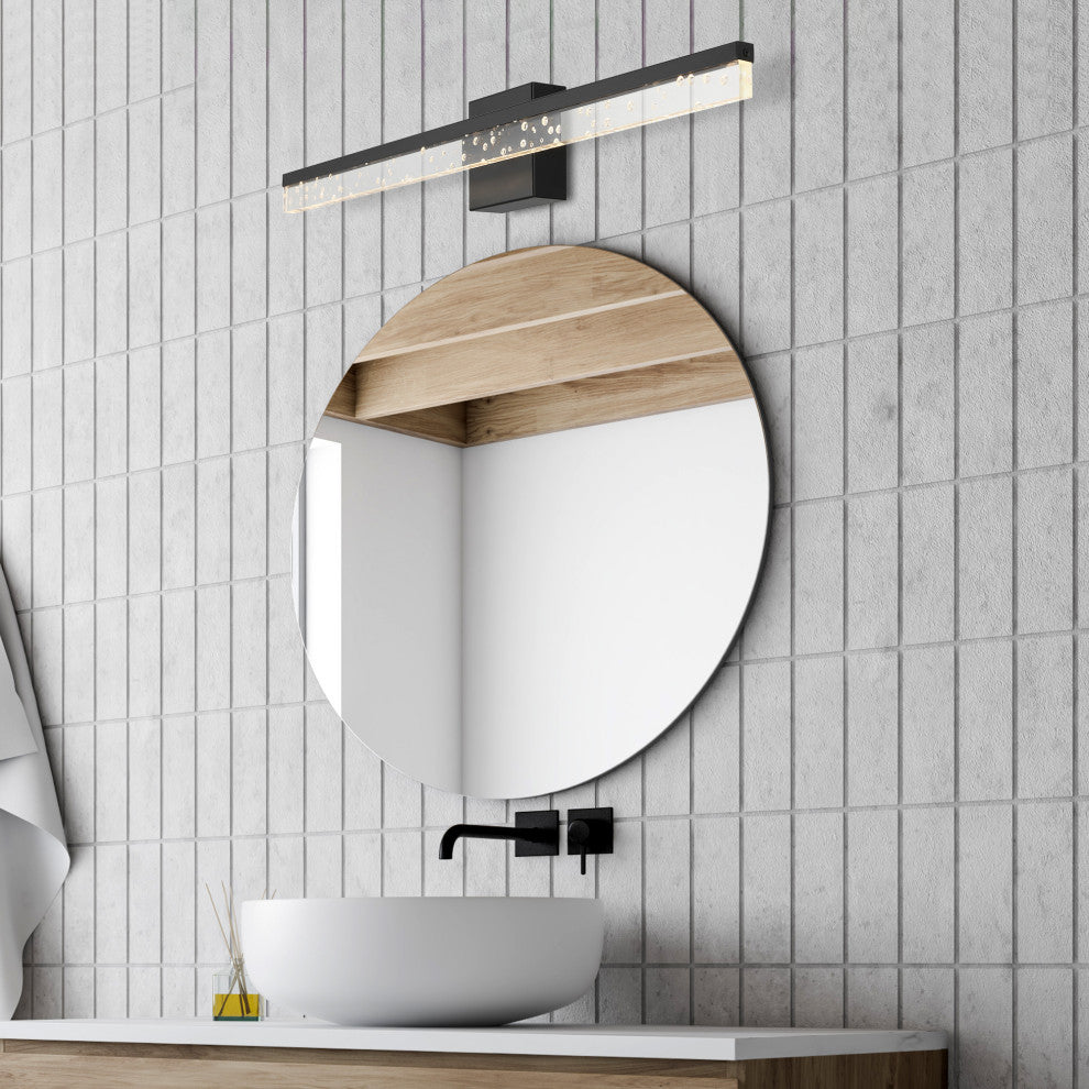 Mario 22" 1-Light 360-Degree Rotatable Integrated LED, Black/Clear, Width: 30"